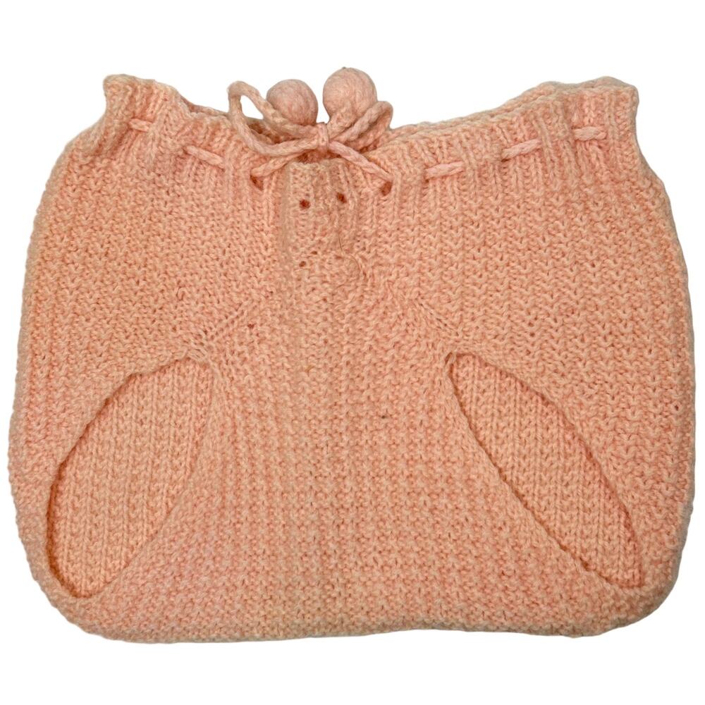 Vintage 60s Bloomers Diaper Cover Wool Knit Peach Unisex Child Drawstring